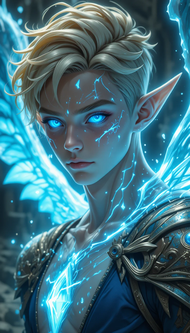 Angel forge mage man with glowing markings and wings