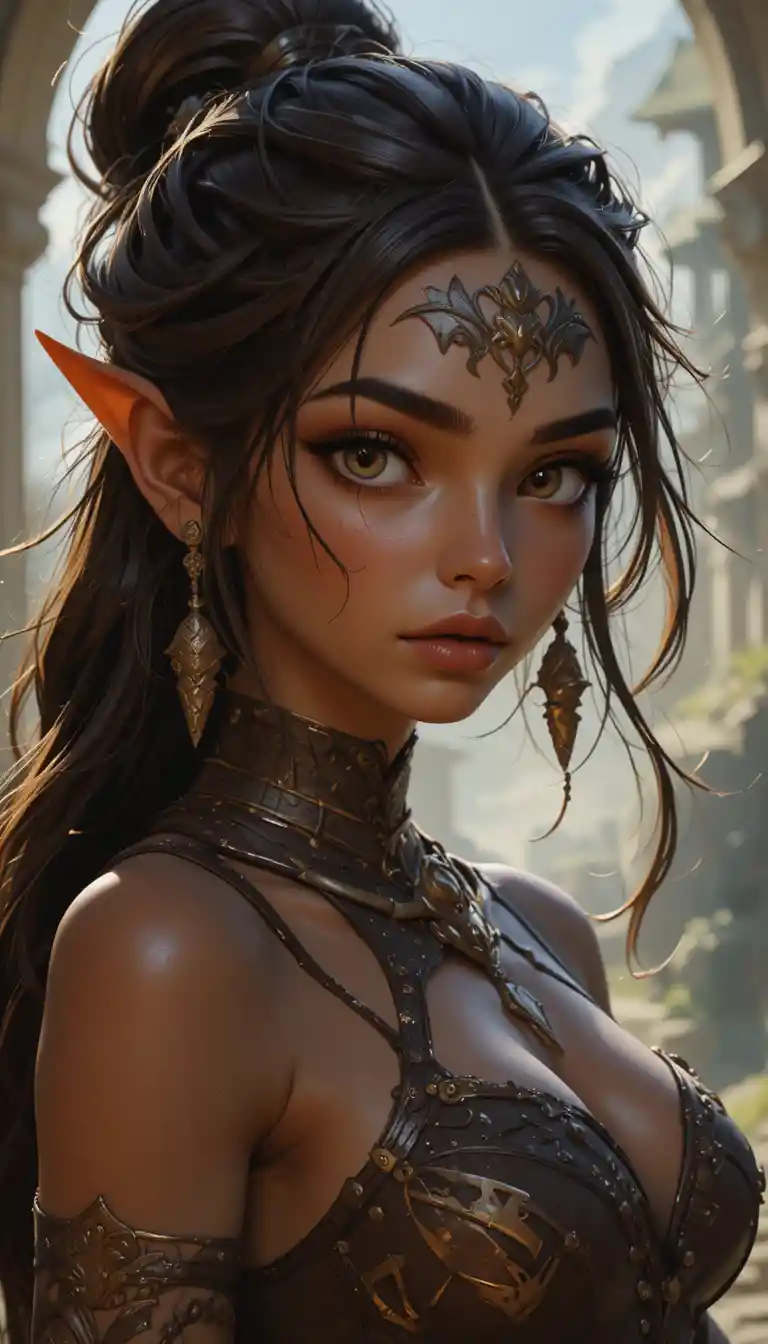 Brown skinned fantasy woman from the Wakfu universe