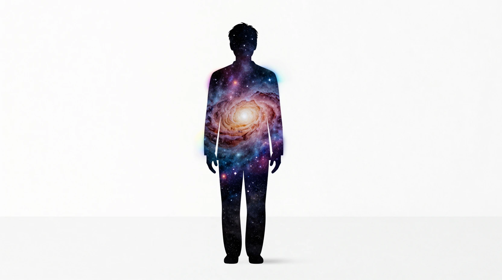 Silhouette Filled With Galaxy In Minimal White Space