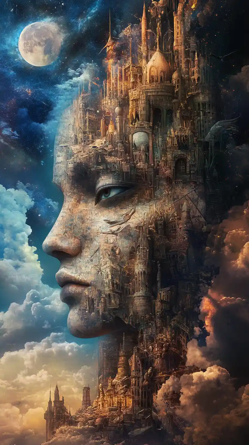 Urban figure standing in a city that never sees sun