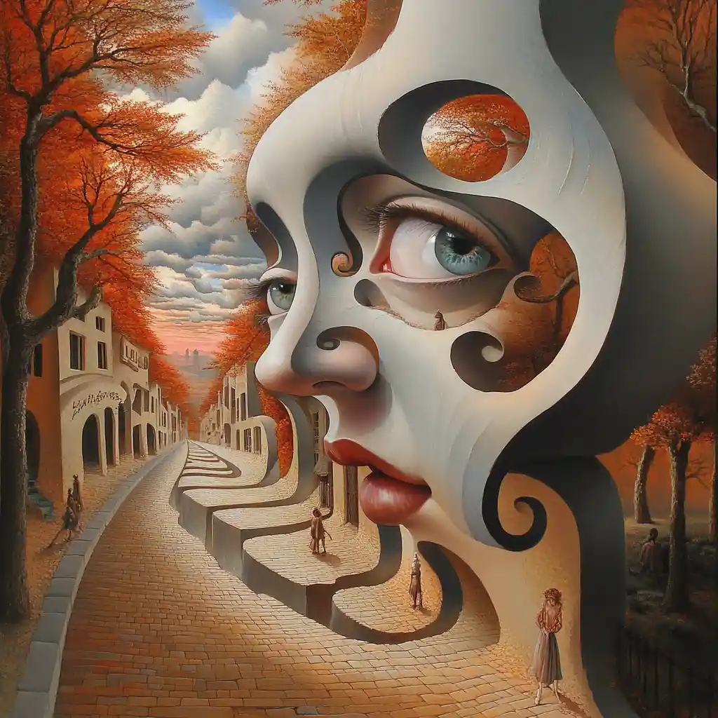 Surreal Optical Illusion Artwork With Multiple Interwoven Images