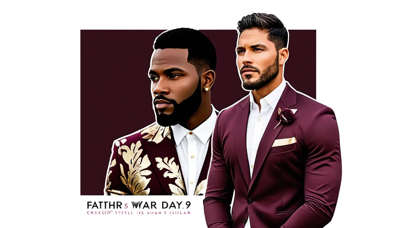 Father's Day split design with stylish illustrated Black dad