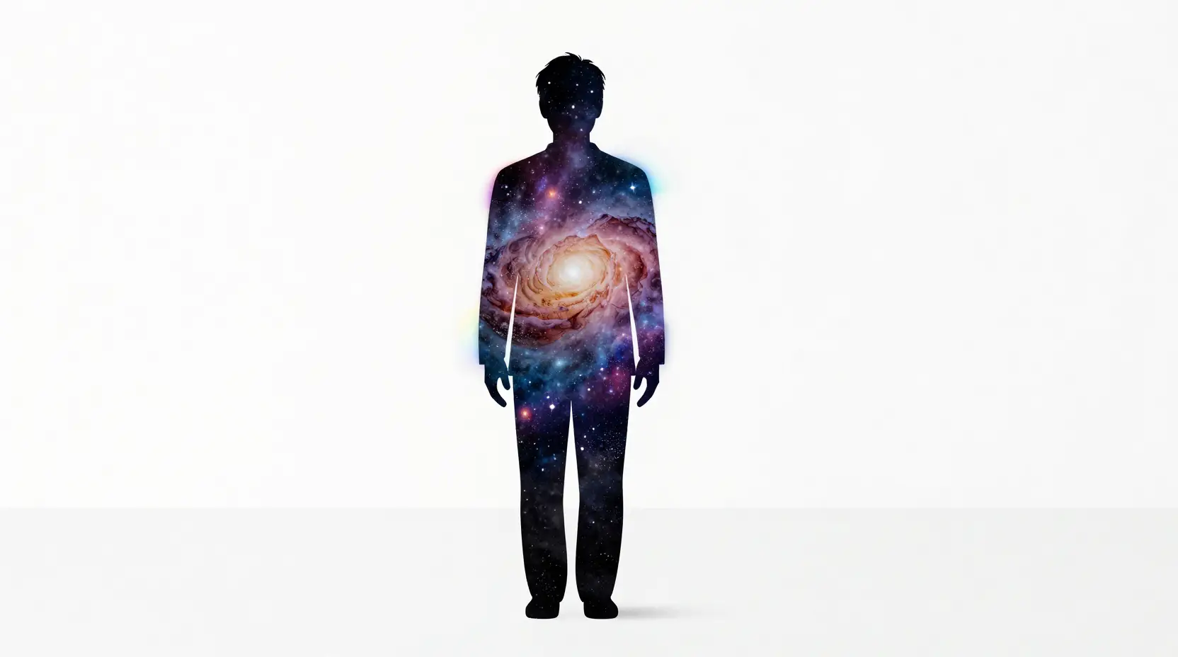 Silhouette Filled With Galaxy In Minimal White Space