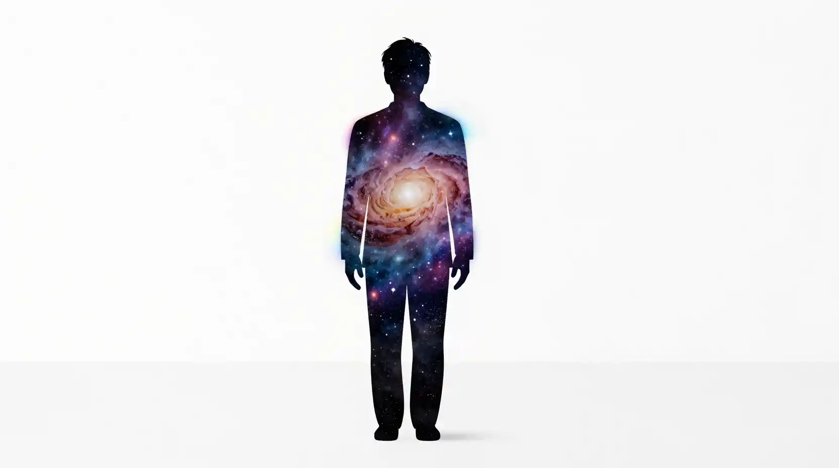 Silhouette Filled With Galaxy In Minimal White Space