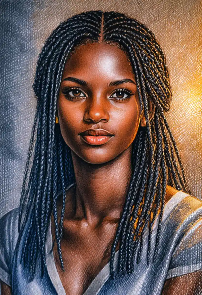 Colored pencil portrait of a young black woman