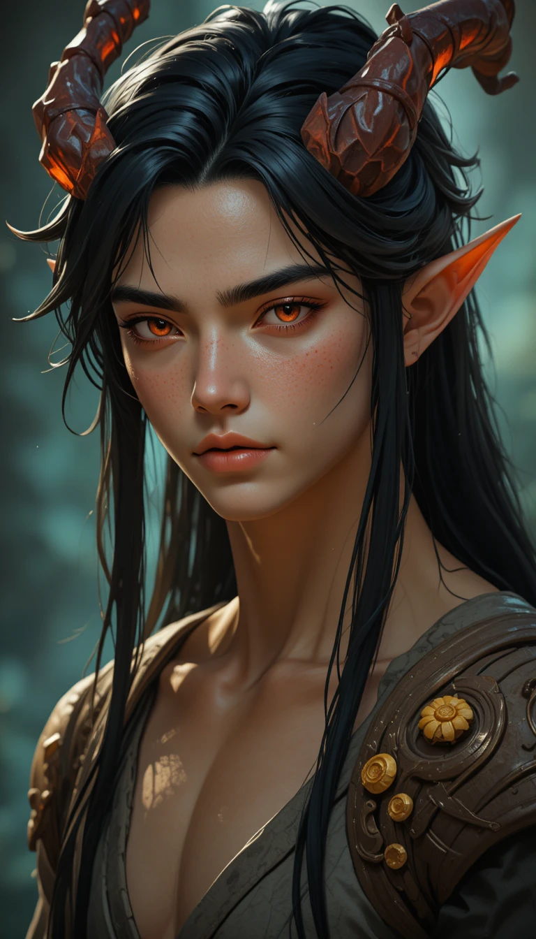 Half elf half demon young man in a fantasy world