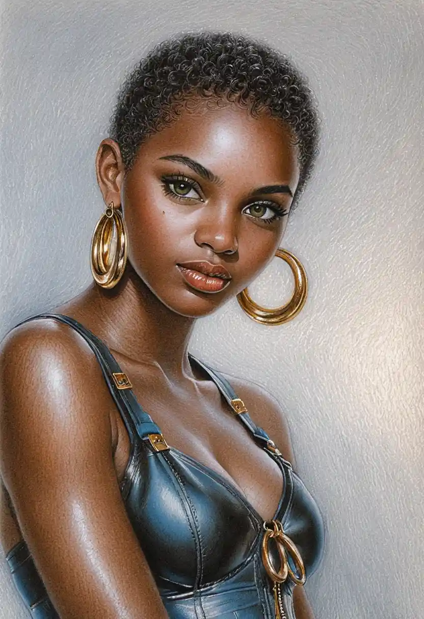 Confident portrait of a young black woman with green eyes