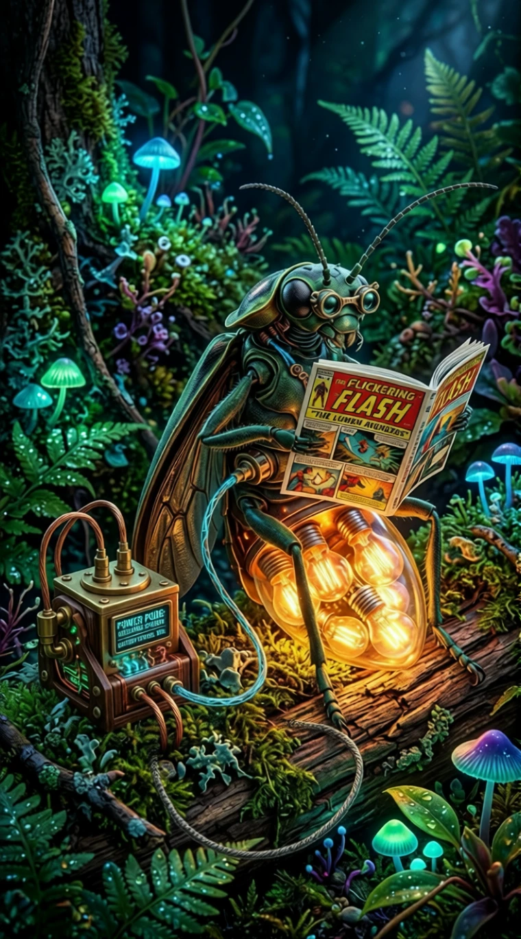 Firefly With Glowing Bulbs Charging Beside A Station