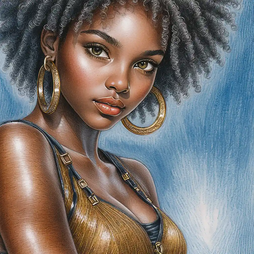 Confident portrait of a young black woman in gold and black