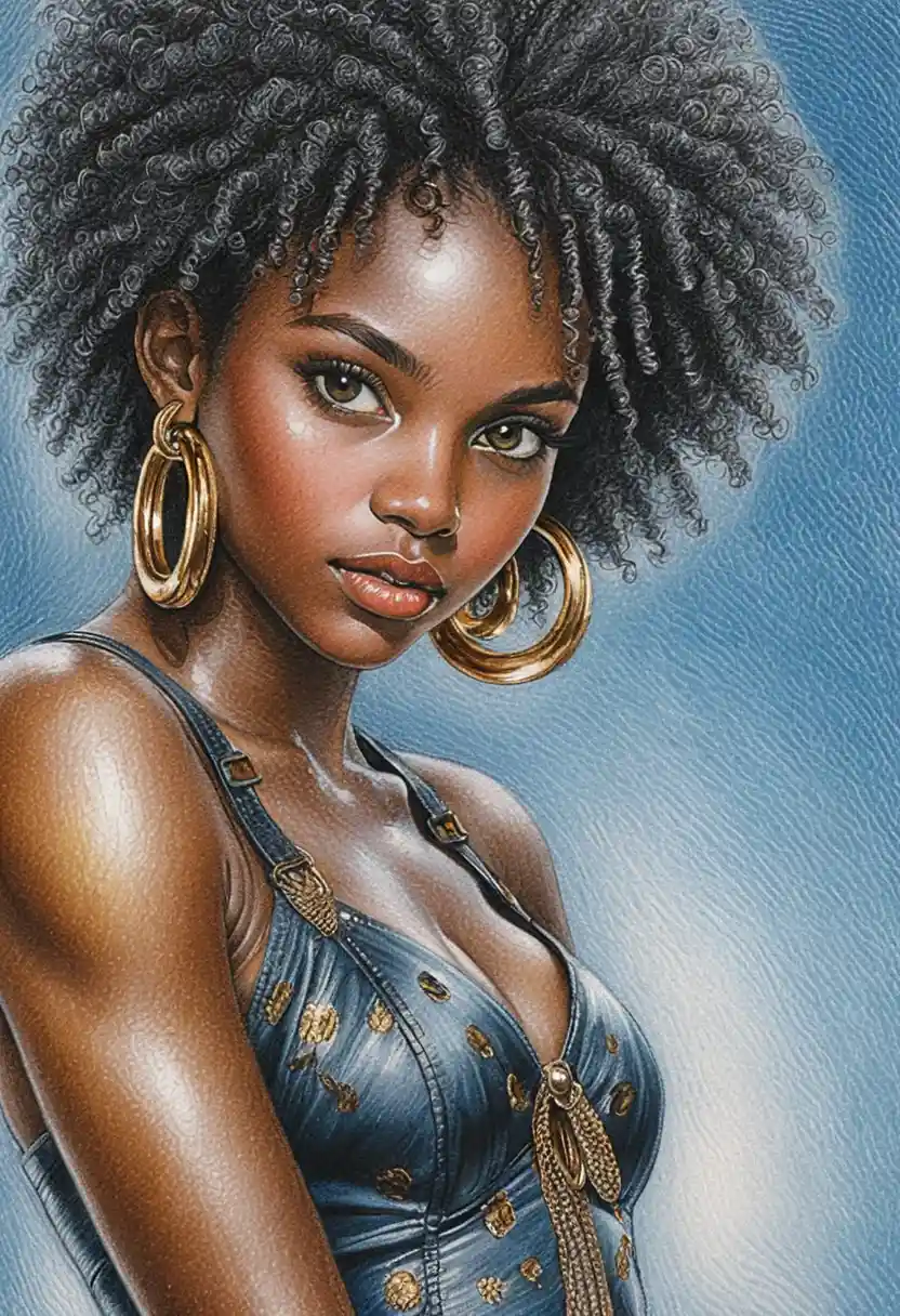 Confident portrait of a young black woman in leather bustier