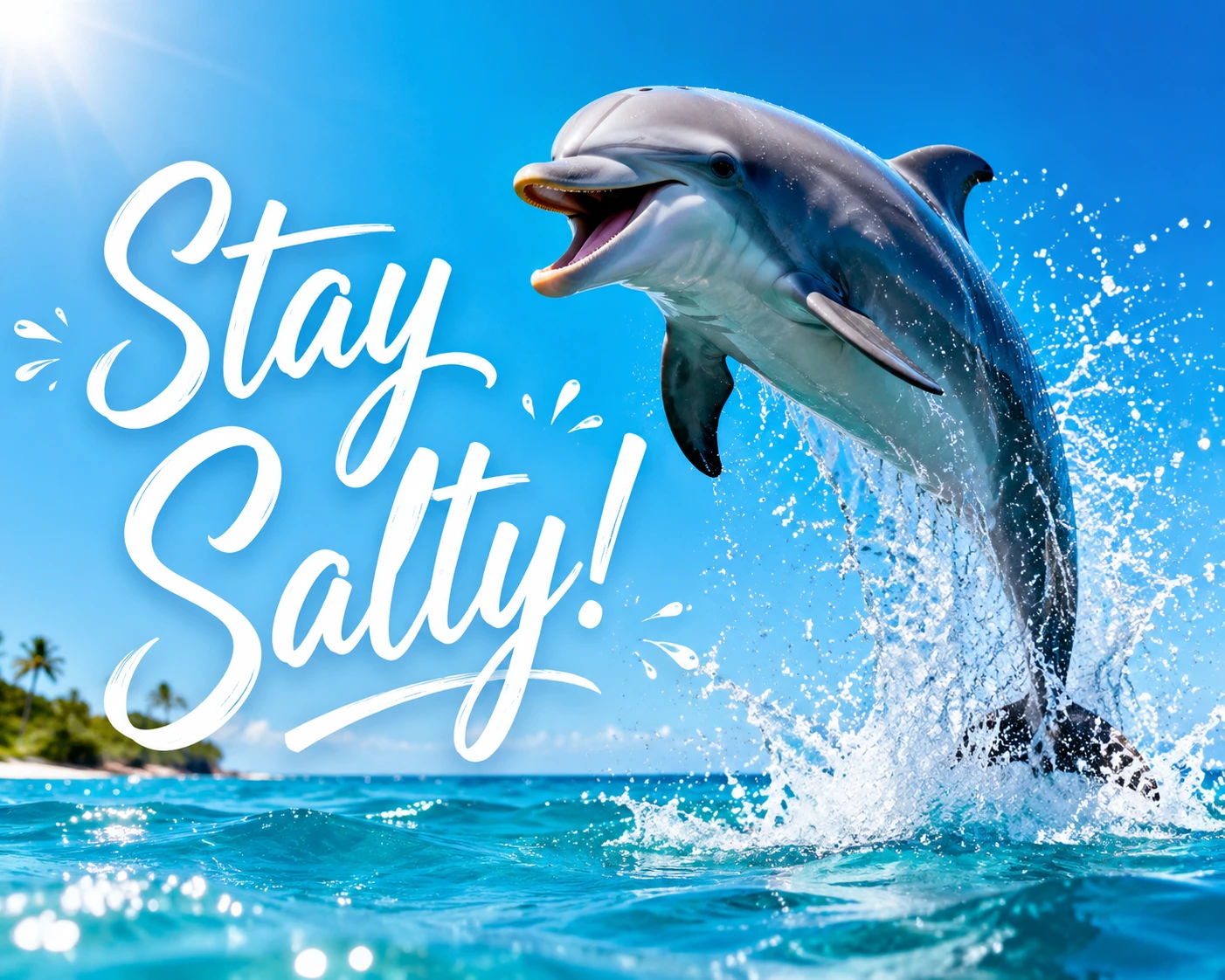 Joyful dolphin leaping through bright blue ocean waves