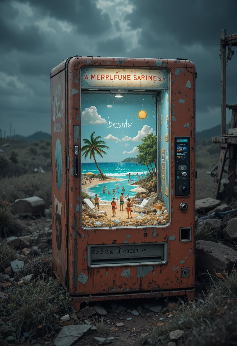 Abandoned Vending Machine Reveals Sunny Miniature Beach World