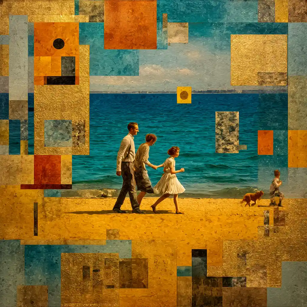 English family playing together on a sunny beach