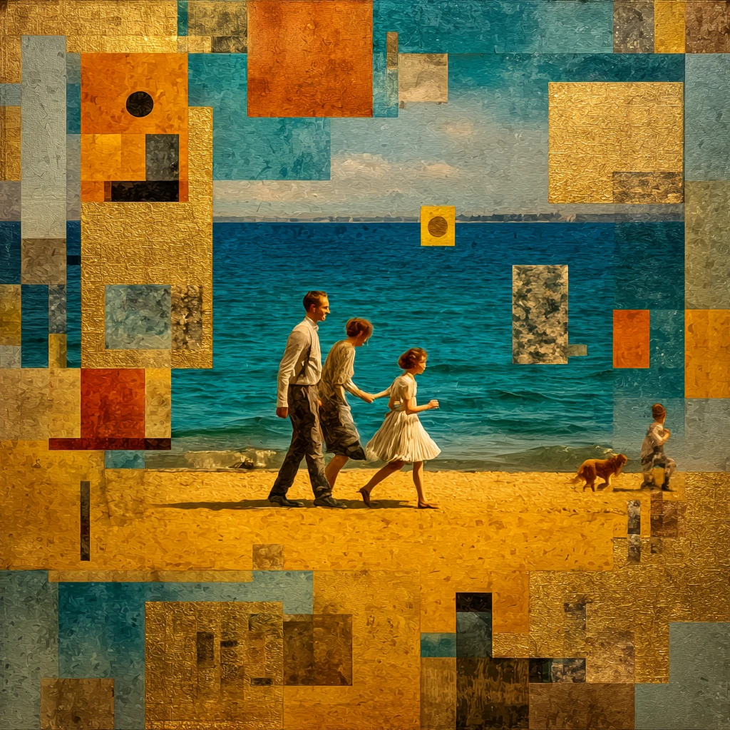 English family playing together on a sunny beach
