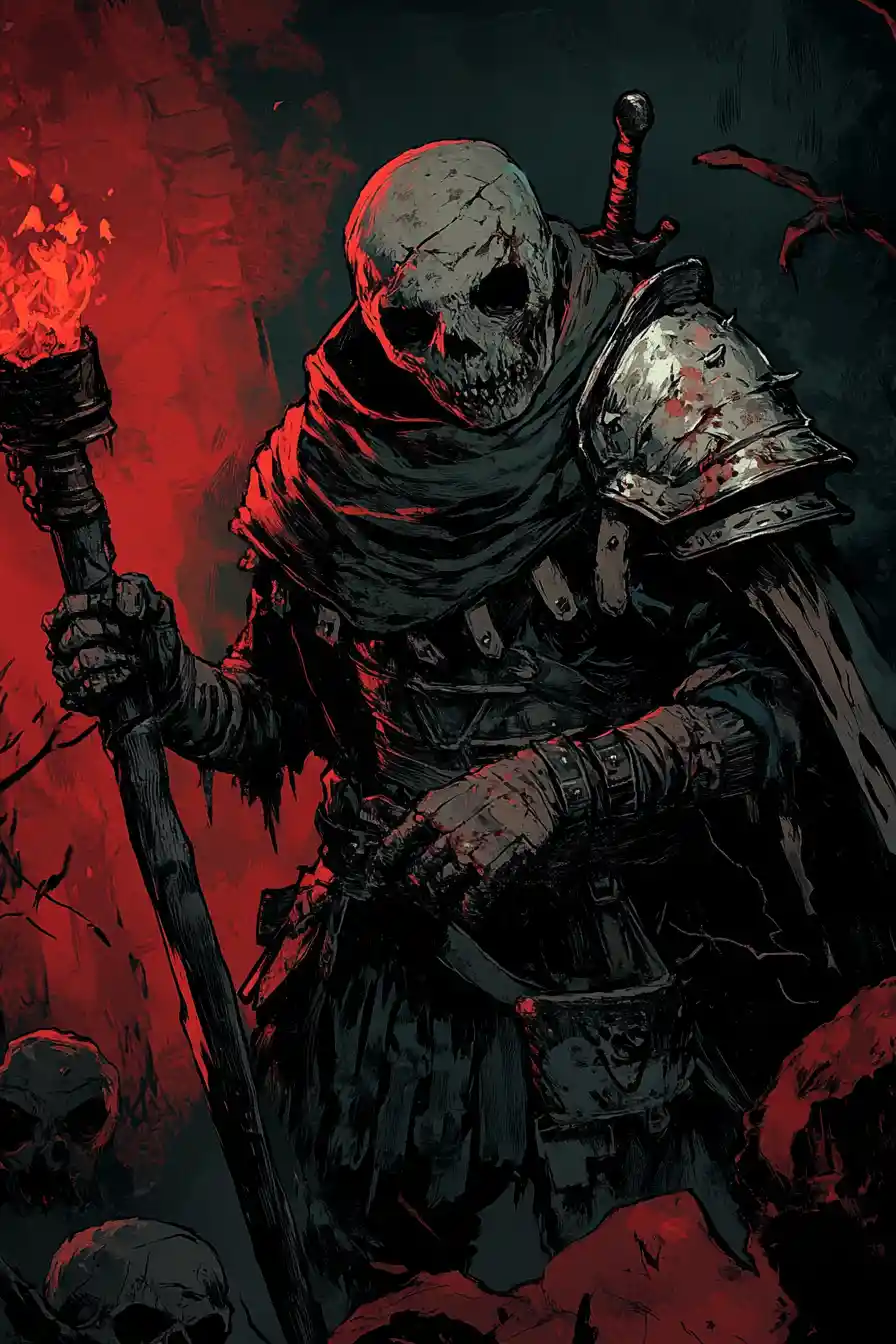 Heroes battle undead monsters in a dark torchlit dungeon