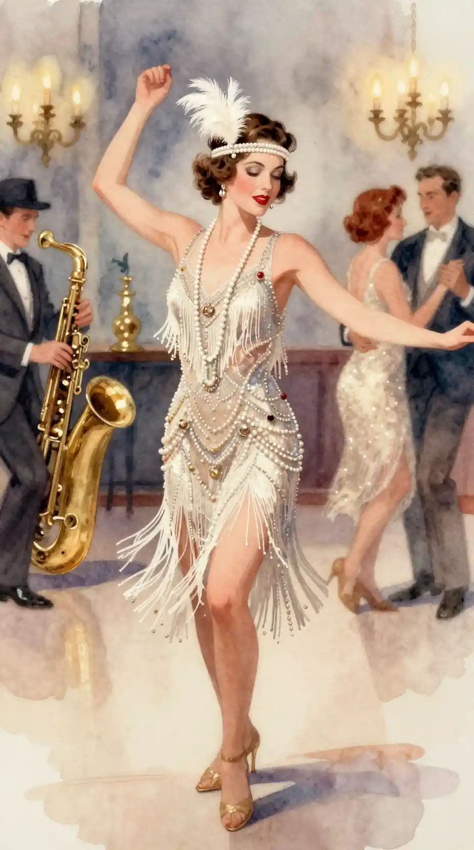 Flapper Woman Dancing In A 1920s Jazz Ballroom