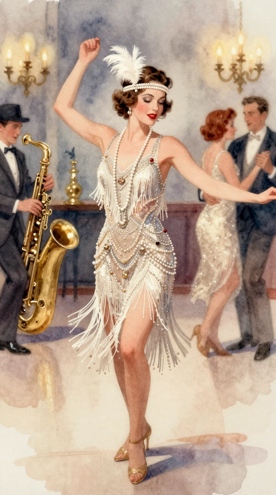 Flapper Woman Dancing In A 1920s Jazz Ballroom