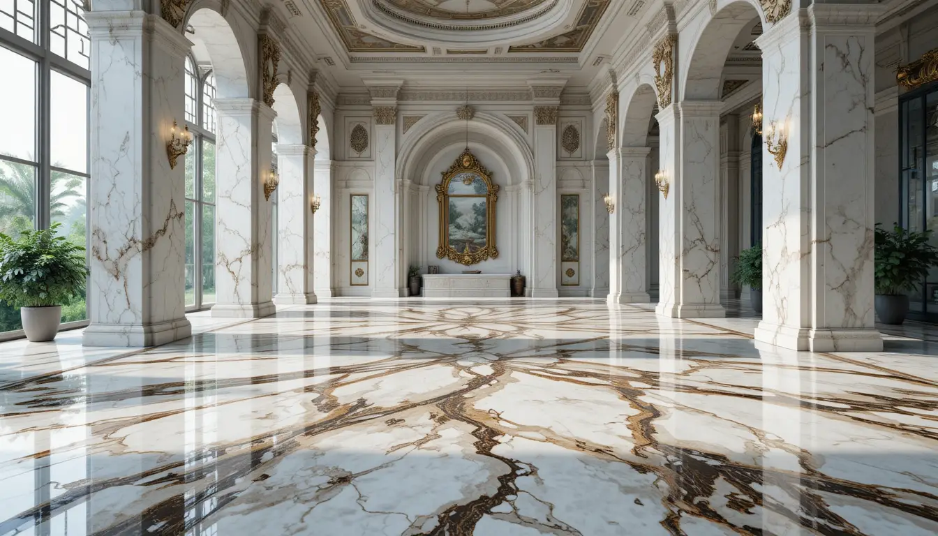 Luxurious white epoxy floor in a geometric interior space