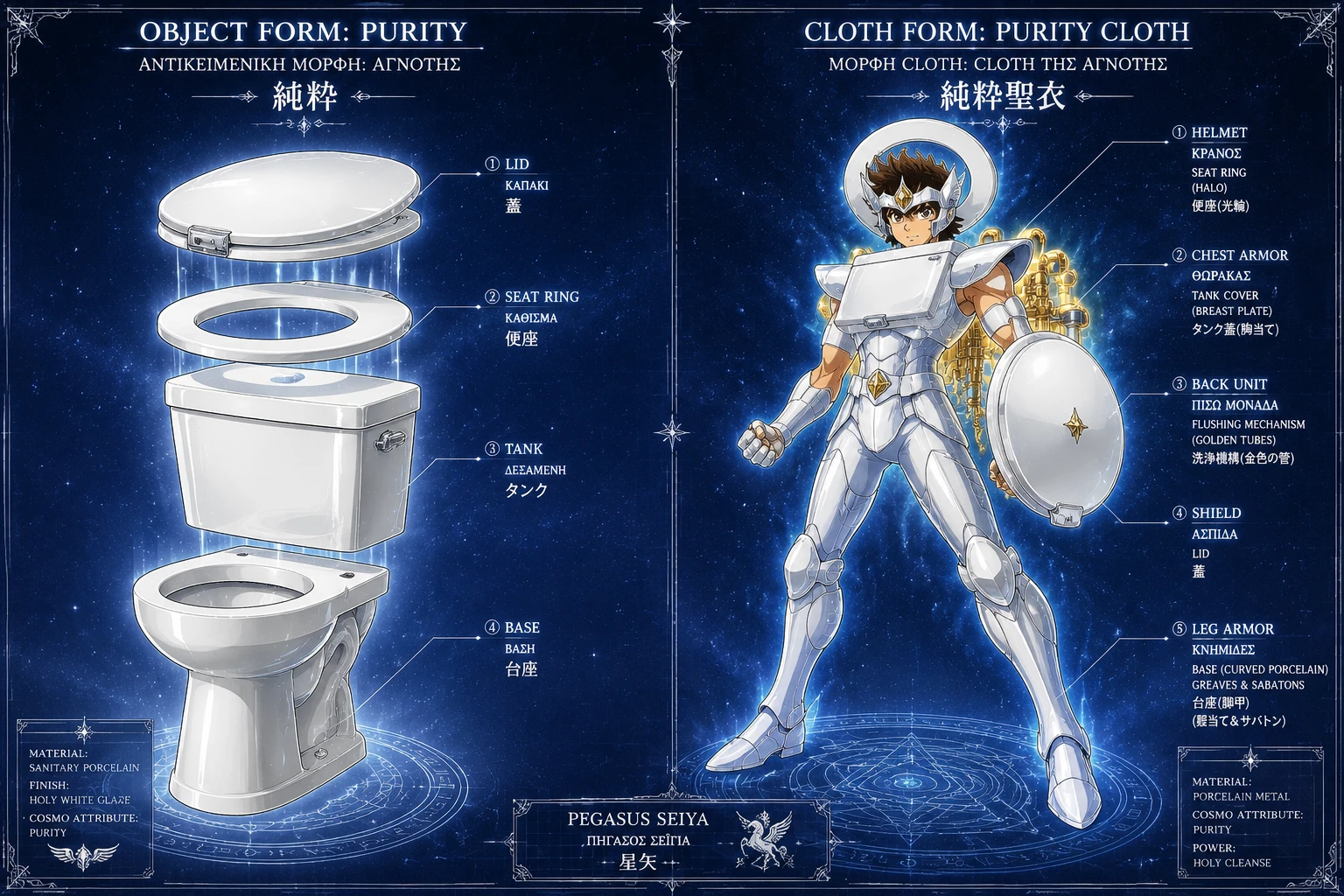 Exploded Toilet Diagram And Cosmic Armor Warrior Split Layout