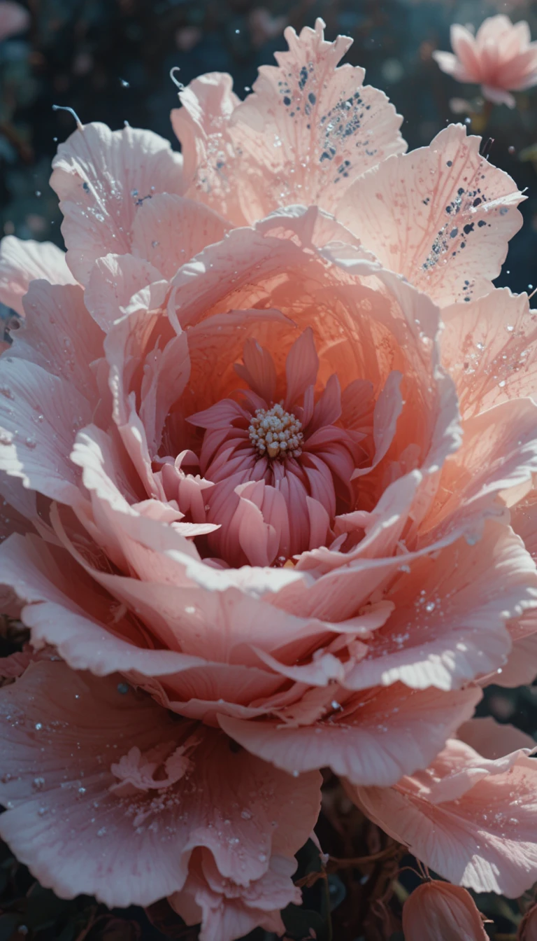 Tender fantasy flower close up with dramatic light and shadow