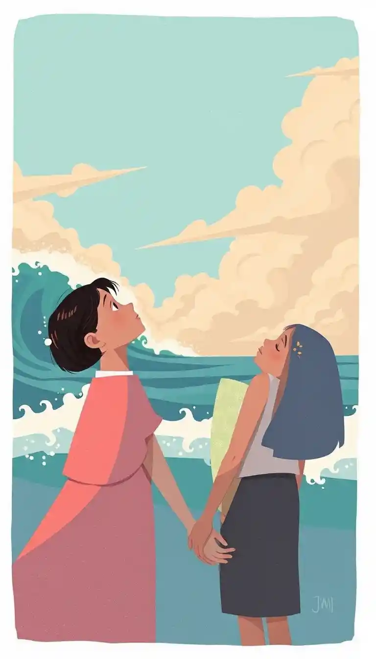 Expressive comic illustration of an intimate melancholic scene