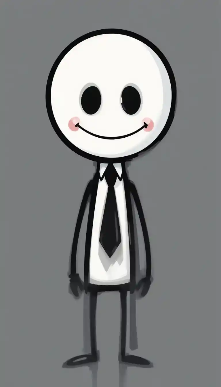 Minimal stick figure character with tie in vector style