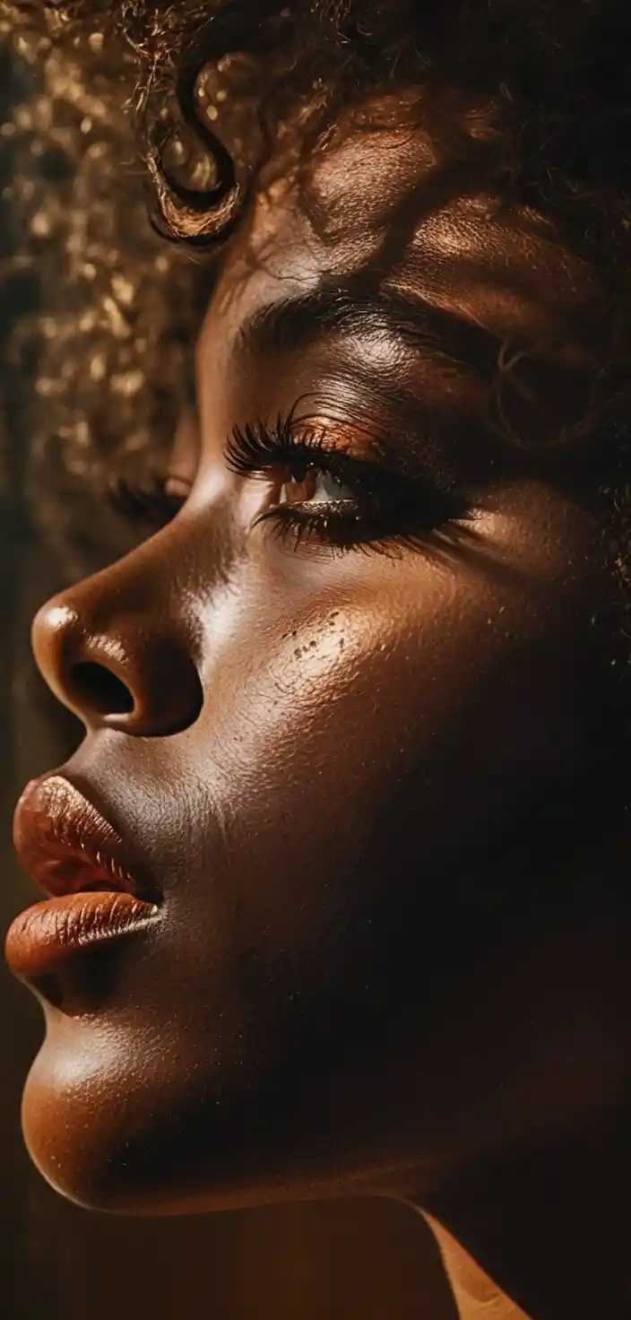 Profile drawing of a young Black woman in dramatic light