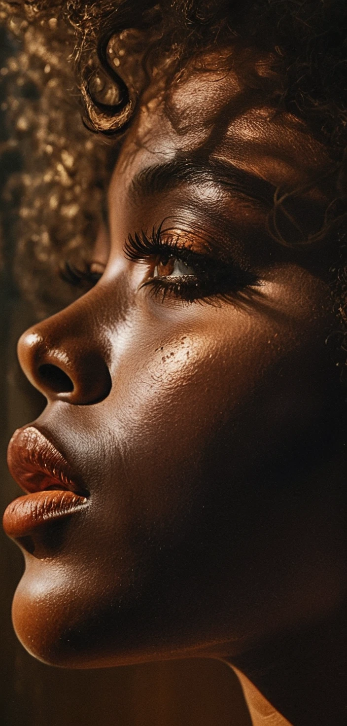 Profile drawing of a young Black woman in dramatic light
