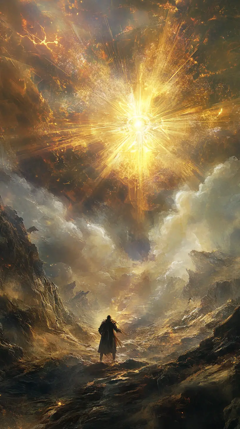 Tormented soul reaching upward in spiritual inner conflict