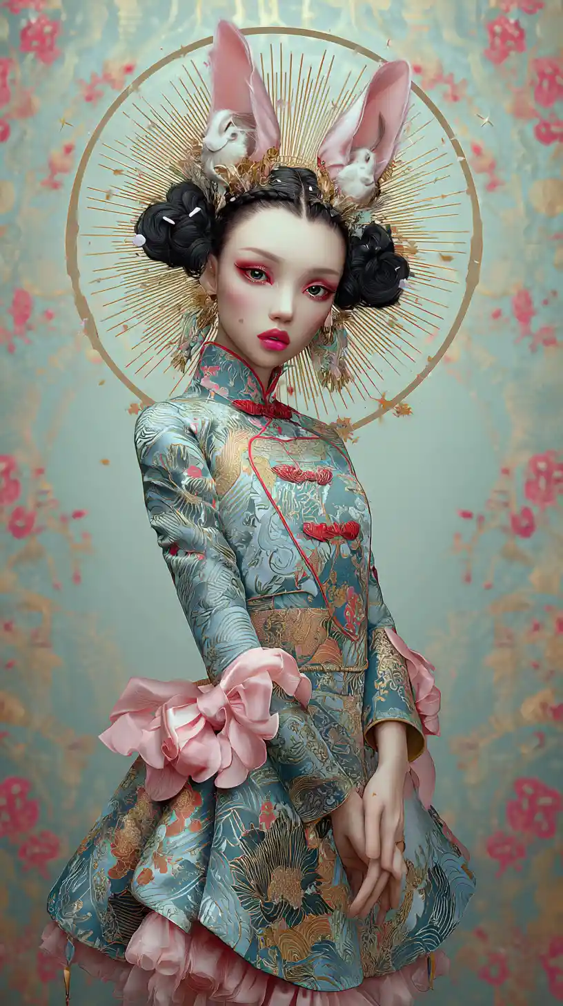 Mystical fantasy woman portrait in dreamy soft focus