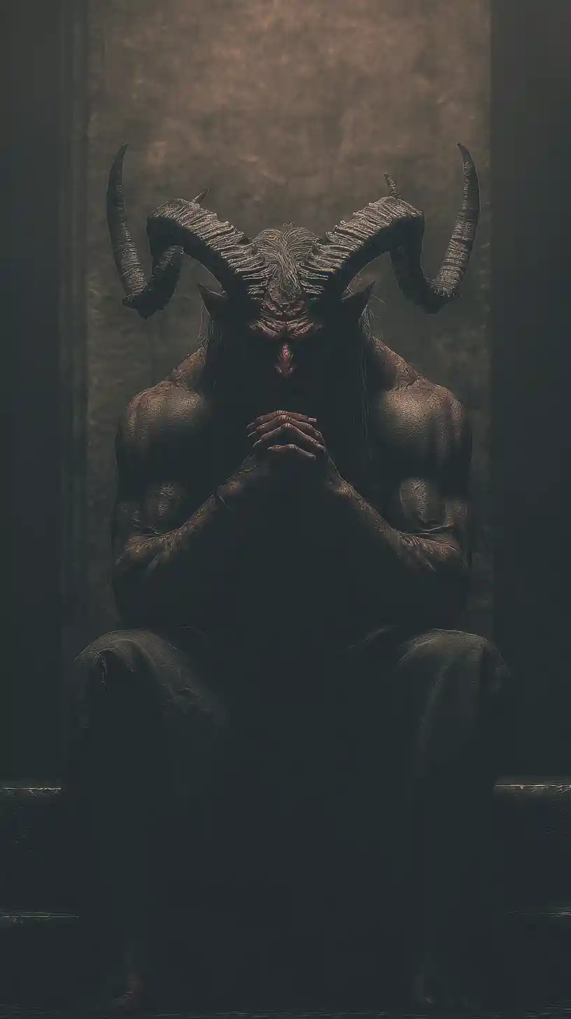 Tormented figure seeking escape and spiritual guidance
