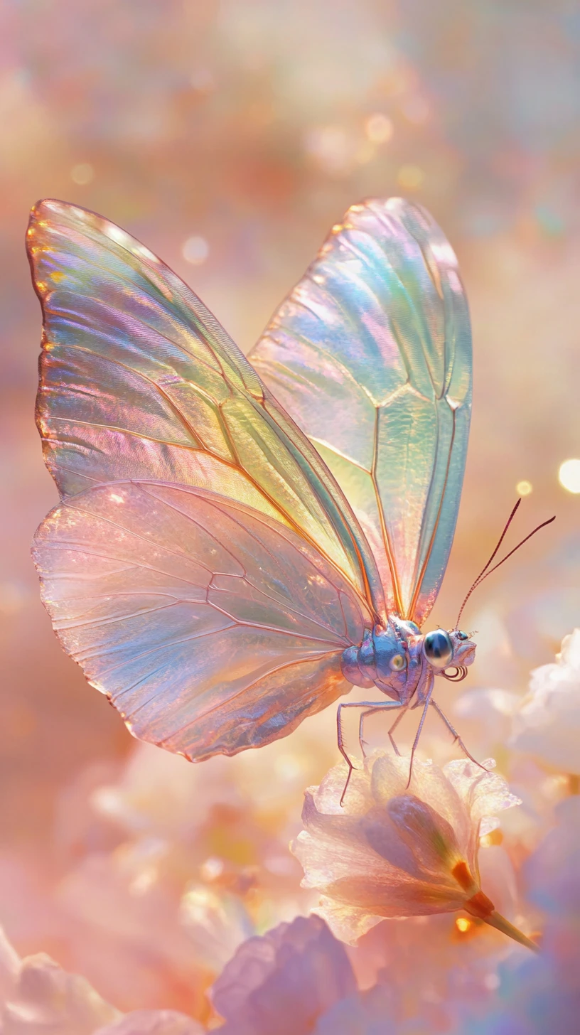 Ethereal winged fairy with shimmering iridescent scales