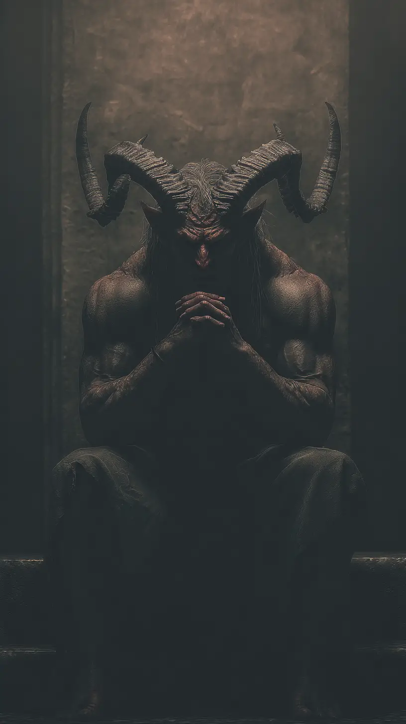Tormented figure seeking escape and spiritual guidance