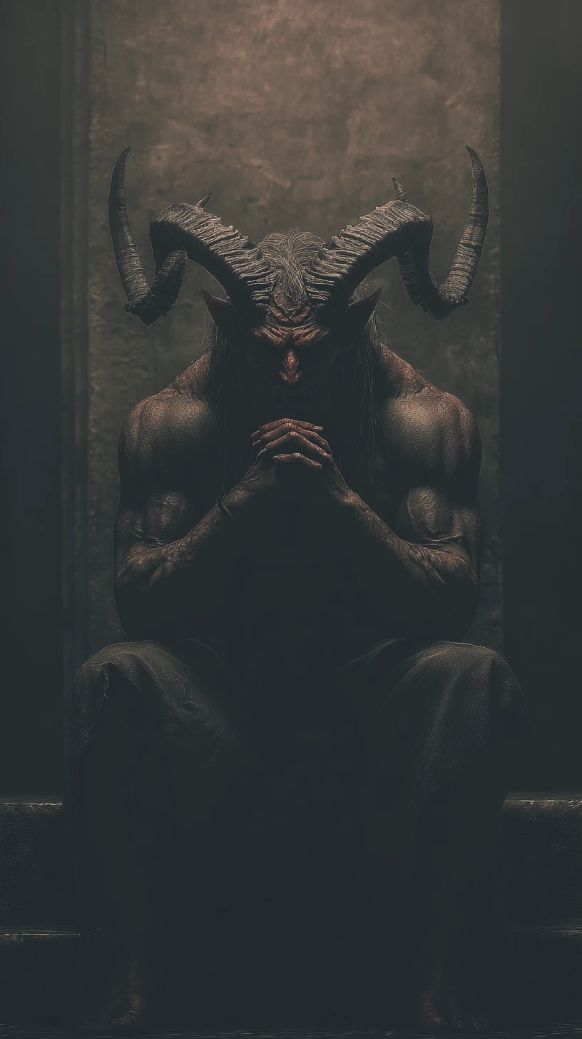Tormented figure seeking escape and spiritual guidance