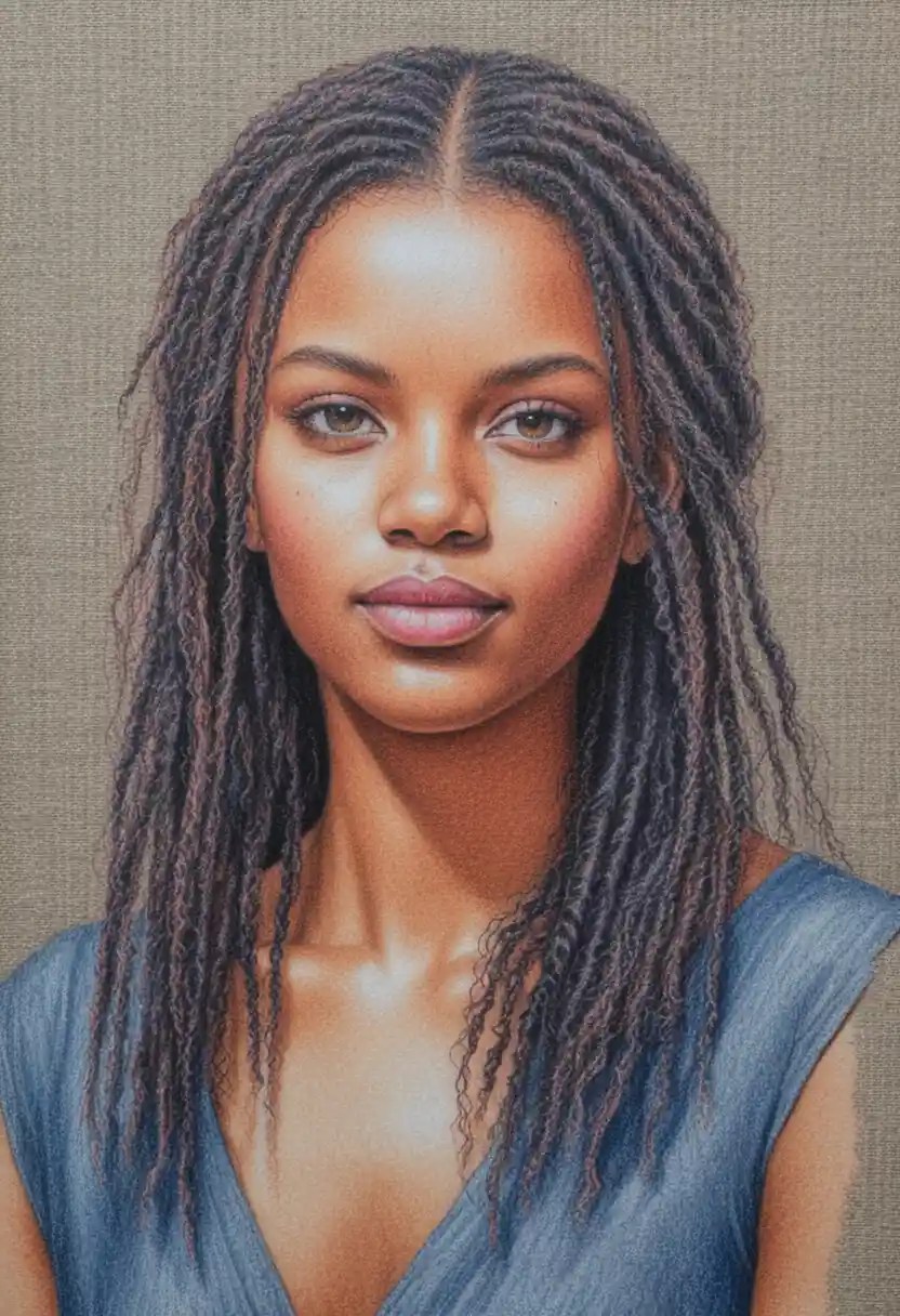 Hyperrealistic portrait of a young black woman in warm light