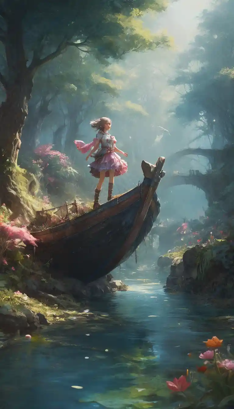 Playful fantasy creature in a surreal cgi dreamscape