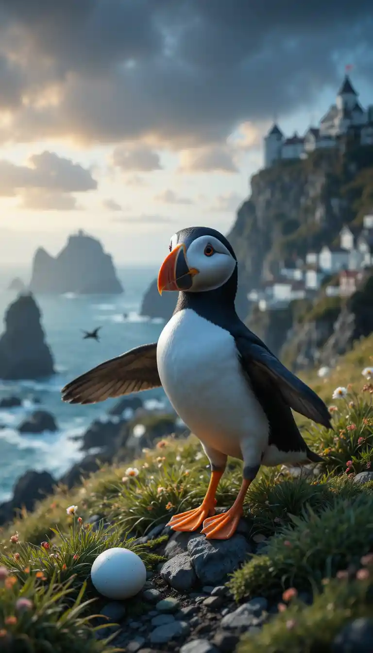 Puffins Enjoy Peaceful Life On A Quiet Green Island