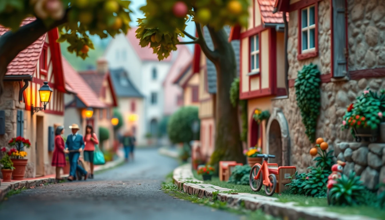 Funny clay cyclists racing through a cozy French village