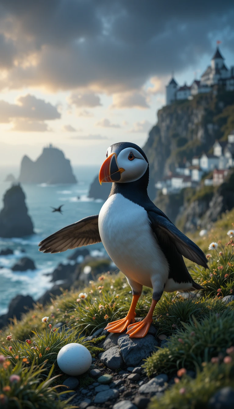 Puffins Enjoy Peaceful Life On A Quiet Green Island
