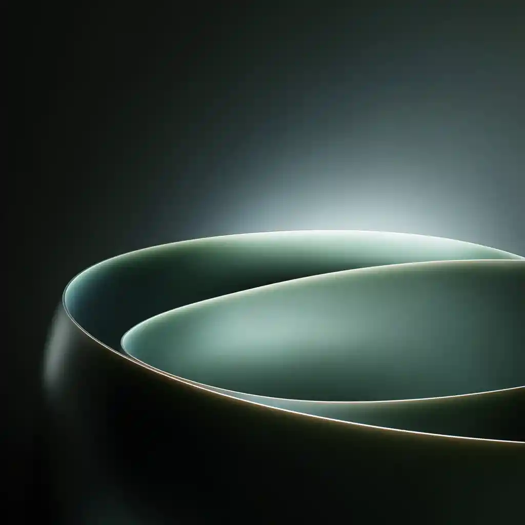 Liquid metal flowing with jade tones on dark background