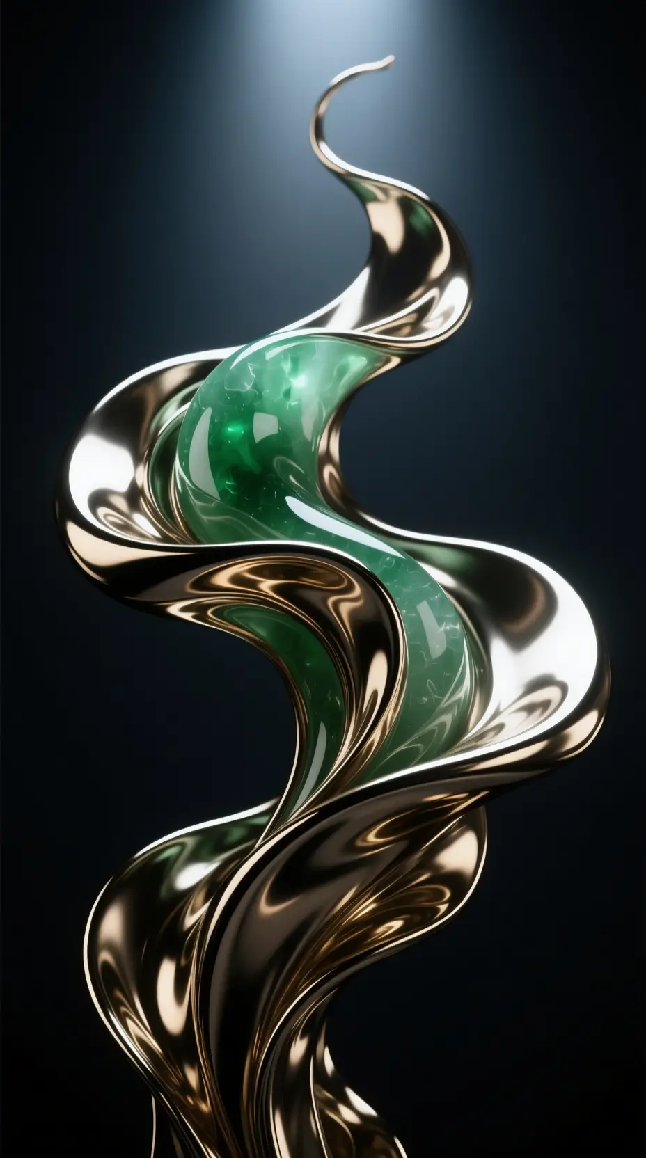 Liquid metal shapes glowing softly against a dark background