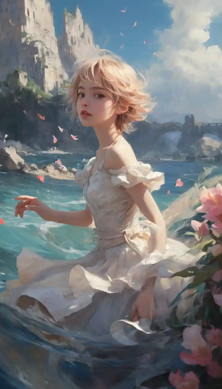 Playful fantasy creature in a surreal dreamlike landscape