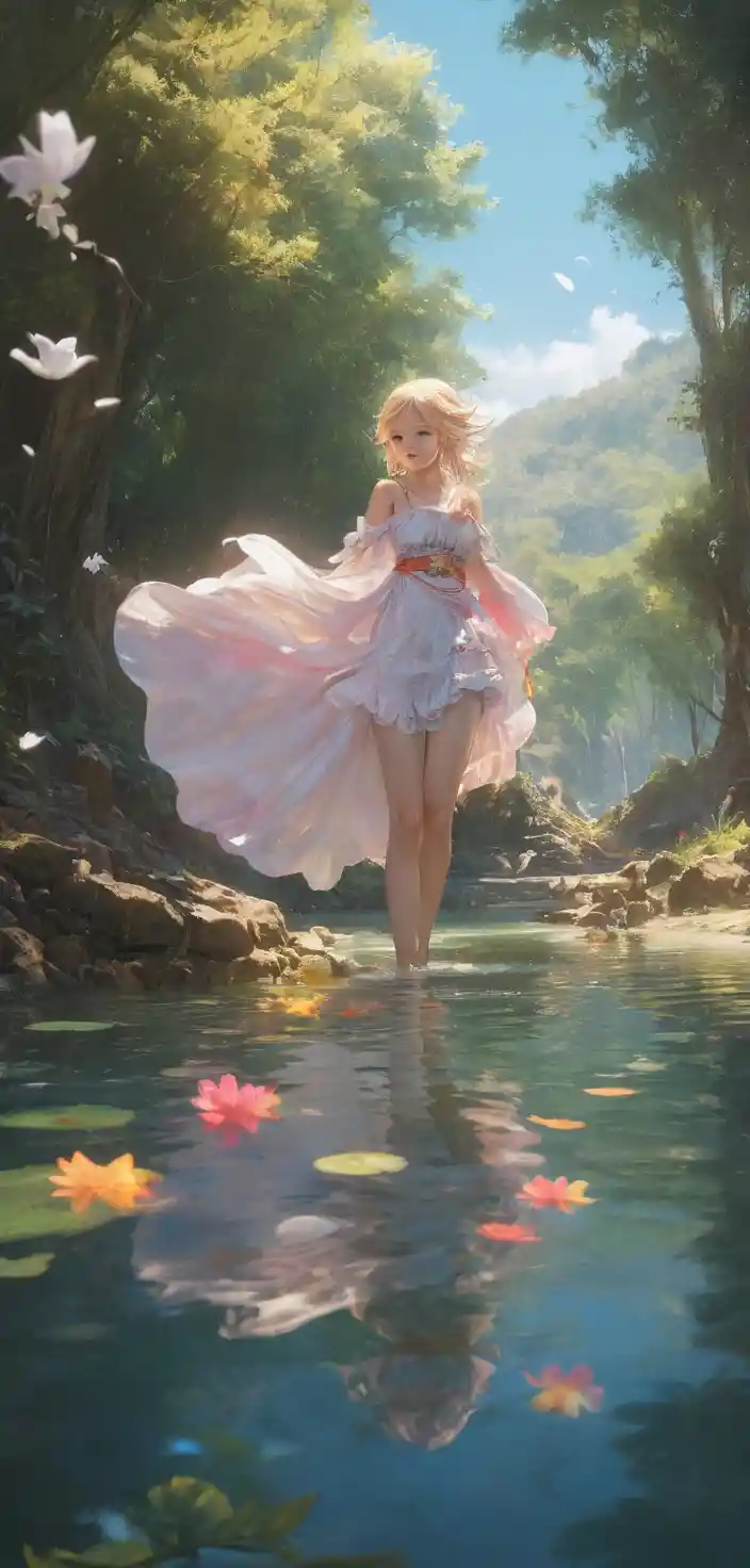 Playful magical beast in a surreal dreamlike fantasy scene