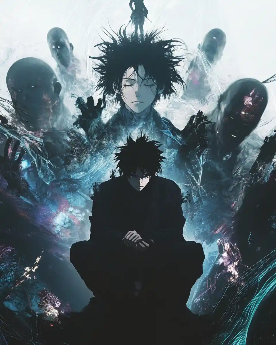 Anime surreal world shaped by guilt and inner judgment