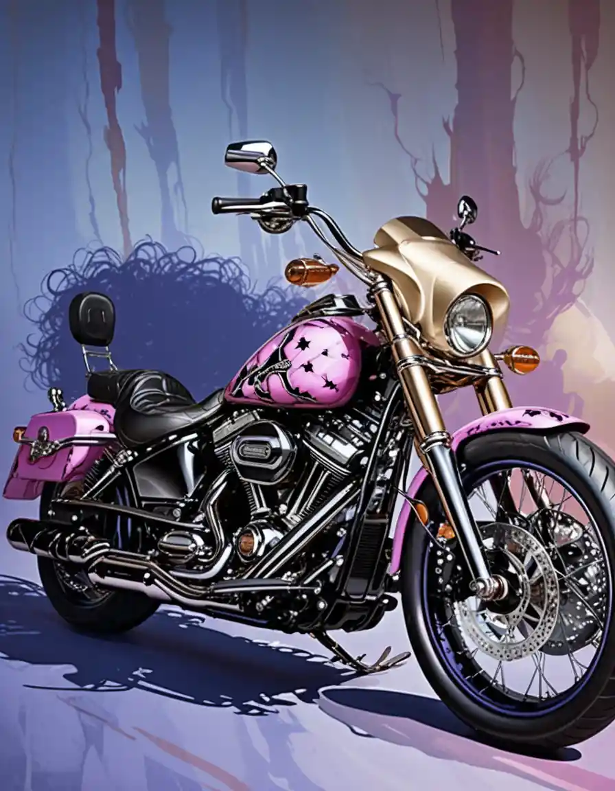 Illustrazione digitale stilizzata di una moto Harley Davidson