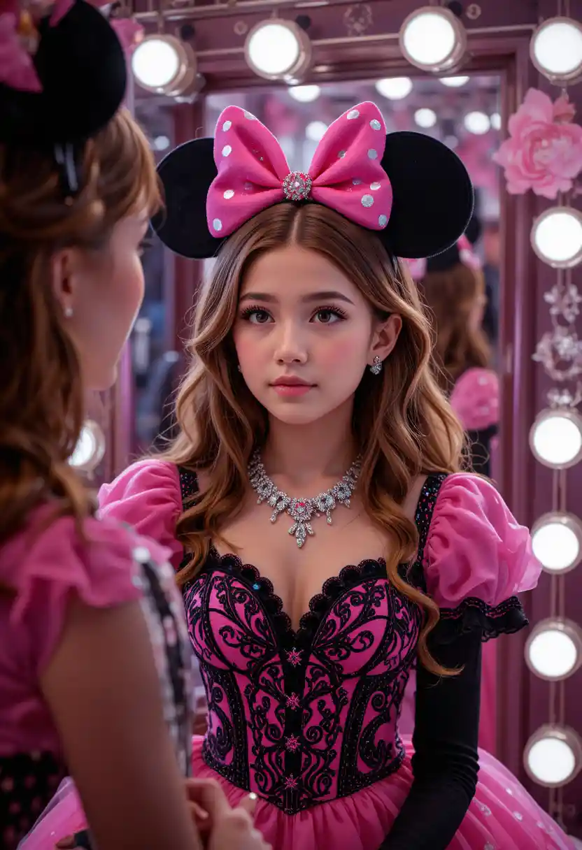 Young boy transformed into Minnie inspired character at boutique