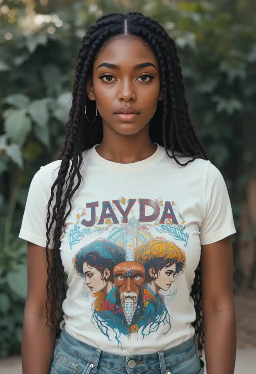 Young Jamaican woman with dark brown braids and black eyes