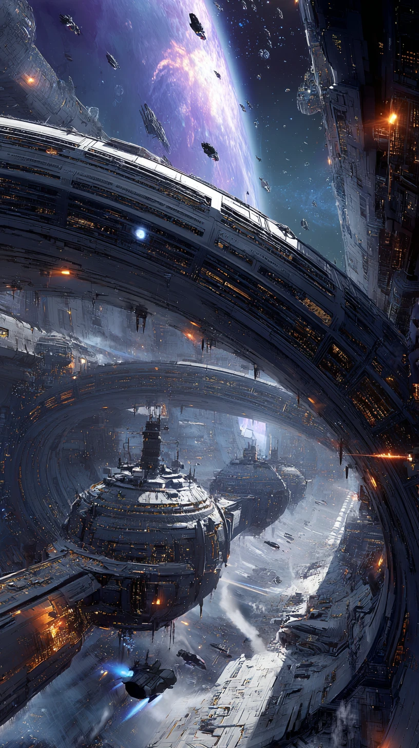 Colossal orbital station under siege in deep space