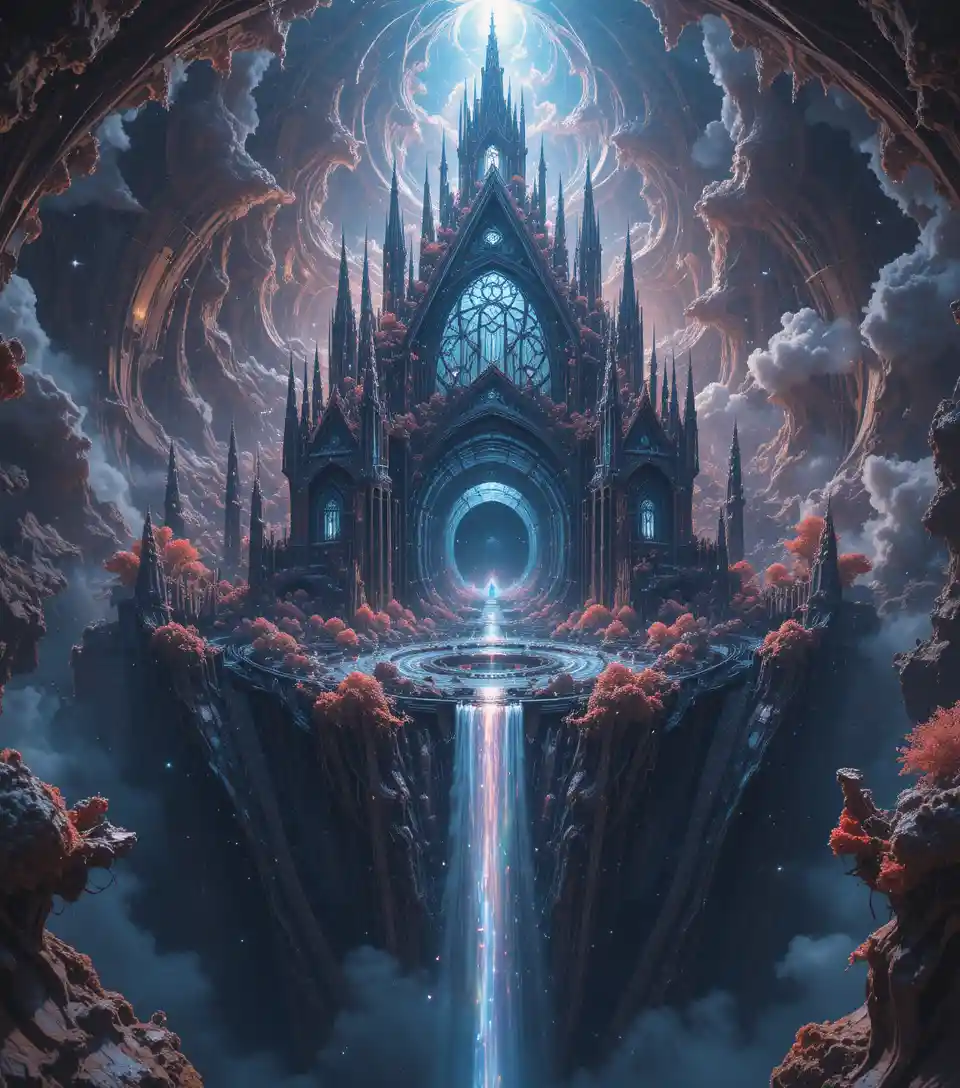 Quantum cathedral orbiting a collapsing cosmic black hole