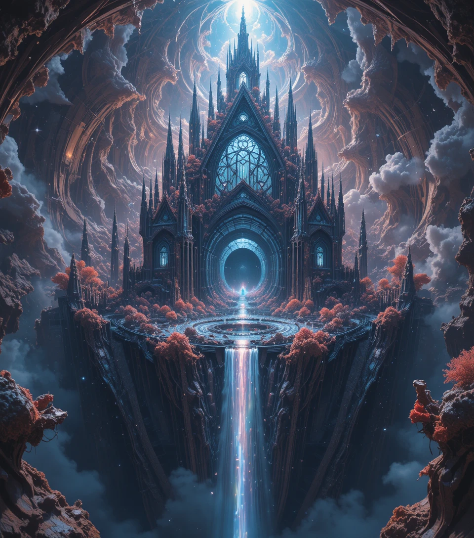 Quantum cathedral orbiting a collapsing cosmic black hole